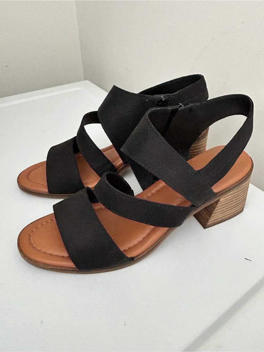 Lucky Brand Block Heel Sandals Black Size 10 M